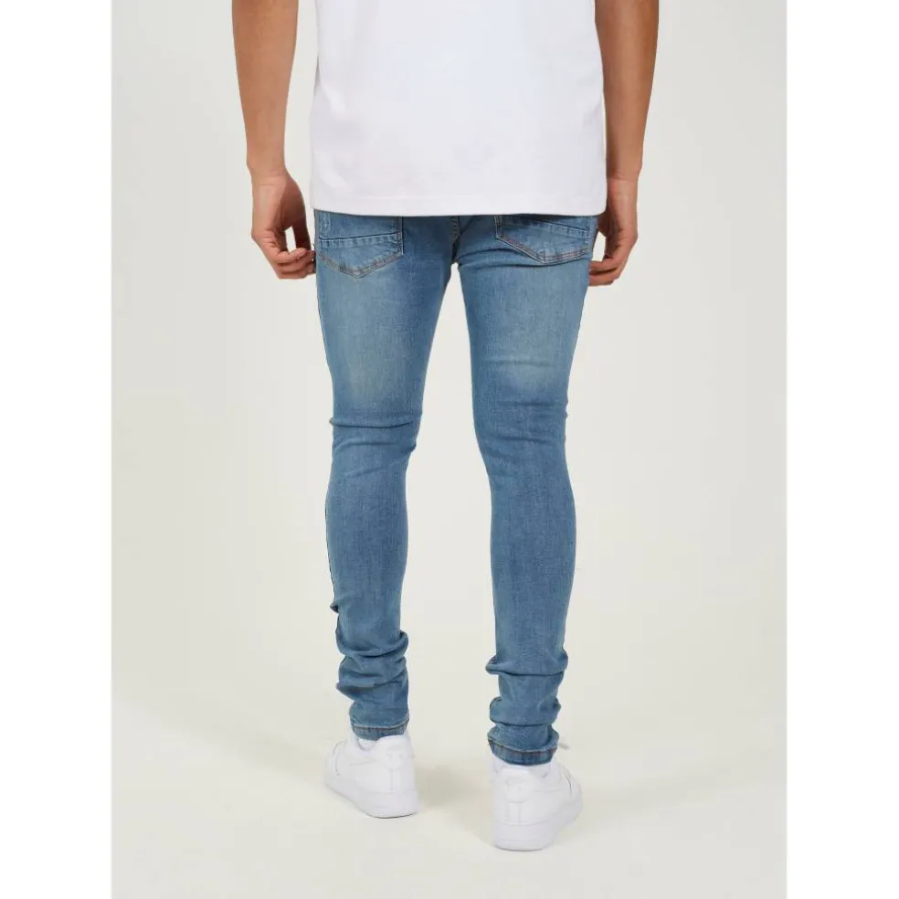 Blue Denim Skinny Jean with Rip Detail
