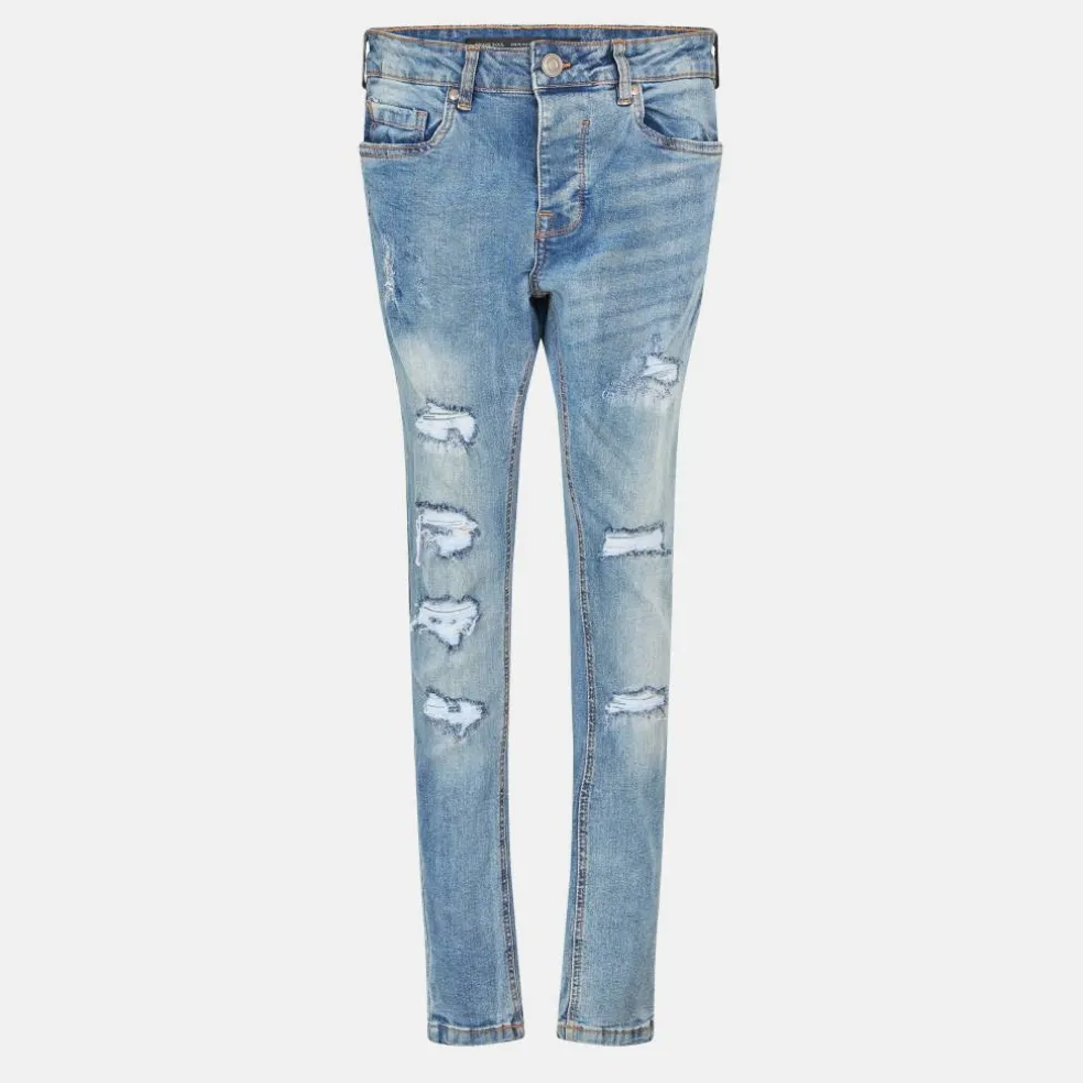Blue Denim Skinny Jean with Rip Detail