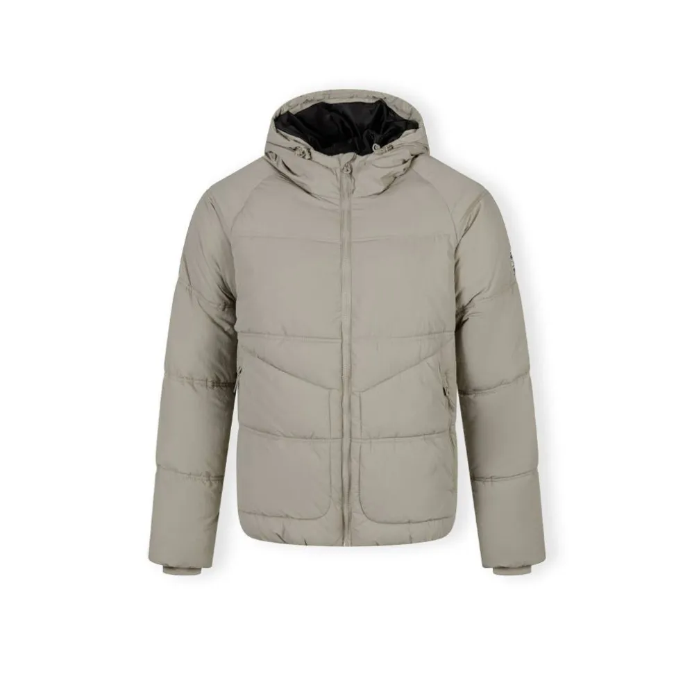 Boys quilted jacket hood zip pockets grey
