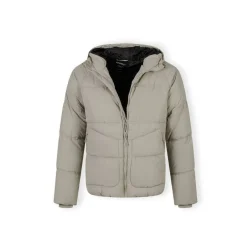 Boys quilted jacket hood zip pockets grey