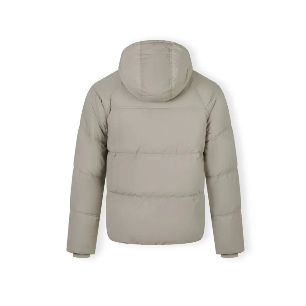 Boys quilted jacket hood zip pockets grey