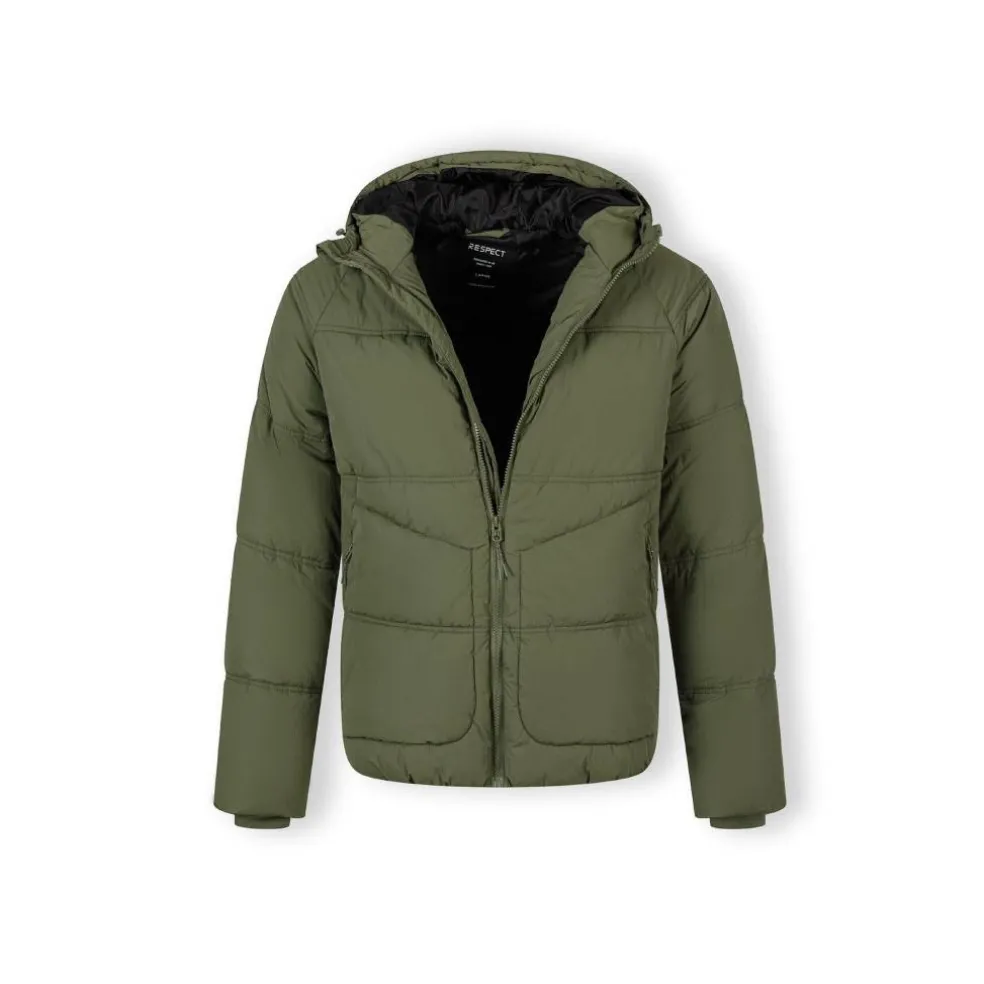 Boys quilted jacket with raglan sleeves khaki