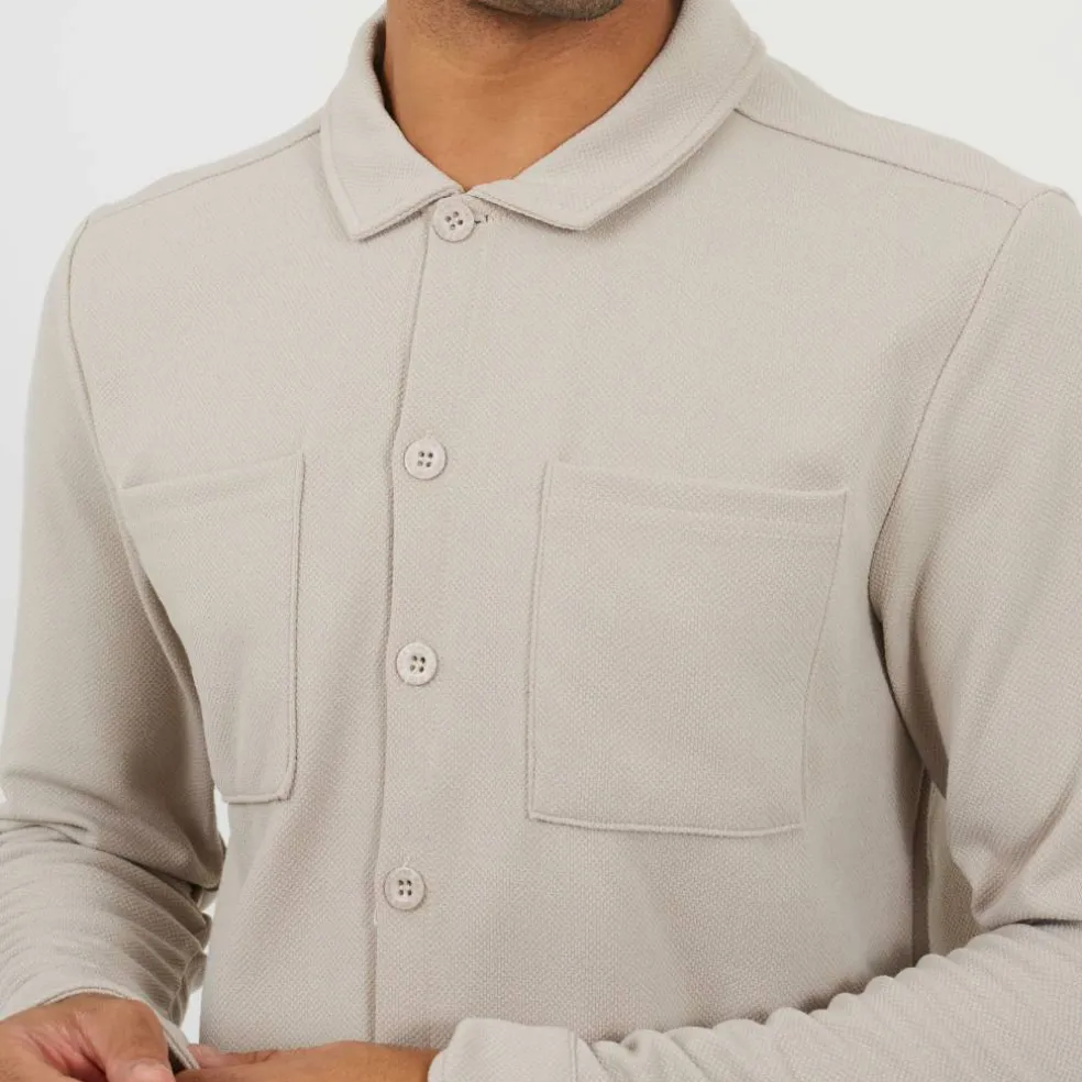 Brave Mens Light Sand Fuve Button Long Sleeve Shirt