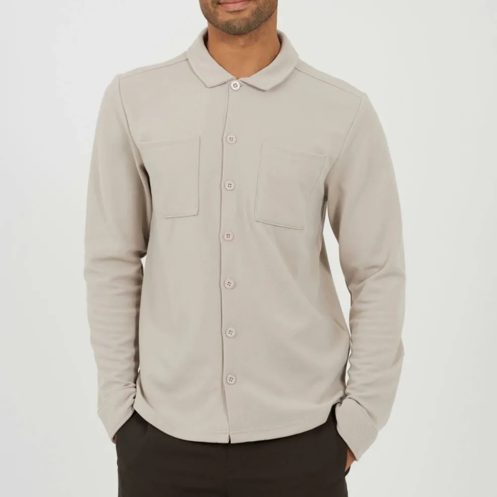 Brave Mens Light Sand Fuve Button Long Sleeve Shirt