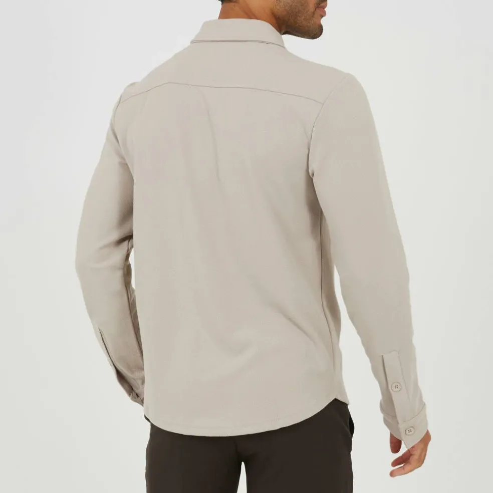 Brave Mens Light Sand Fuve Button Long Sleeve Shirt