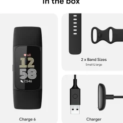 Charge 6 Fitness Obsidian Black Tracker with Heart Rate GPS Premium Membership and Health Tools