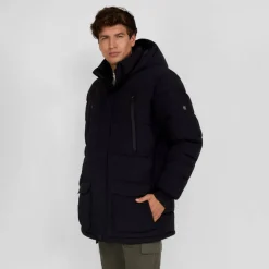 Men long parka with fleece lining black