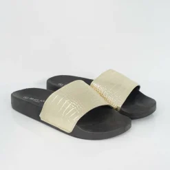 Mens Metallic Crocodile Strap Slider