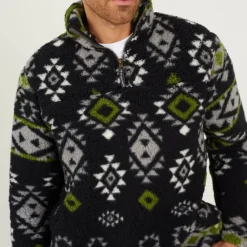 Mens Quarter Zip Patterned Fleece