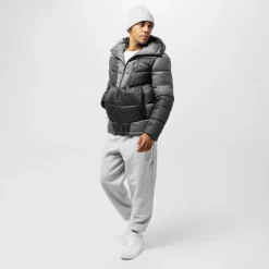 Men's Tech Hooded 550 Fill Power 4 Pockets Full Zip Long Sleeve Short Puffer Jacket