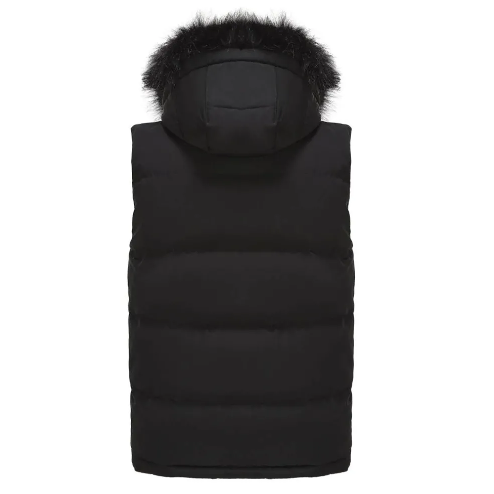 Men's 2 Zip Double Layered Sherpa Lined Hooded Gilet