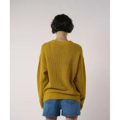 Unisex Adults Jacquard Logo Sloppy Knit Crew Neck Jumper